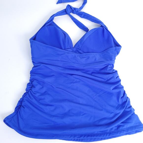 Athleta Tankini Top Swimsuit Small Blue Bathing Suit, Halter Tie Top Excellent - Picture 2 of 6